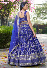 Royal blue dola silk jacquard Lehenga