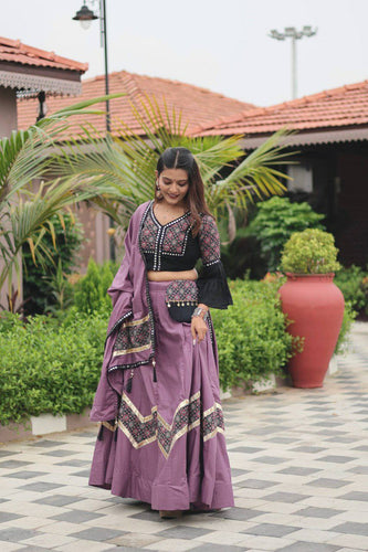 Peanut pink and black flute Chaniya Choli (free hand purse)