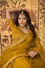 Royal collection - lino silk and satin ruffle style lehenga in dusty golden