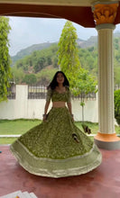 Green and gold floral sequins Lehenga (blouse stitched)