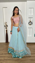 Sea green and pink glitter Lehenga