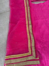 Pink and gold silk lehenga
