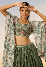 Mehendi green chiffon Lehenga