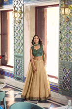 Chiku lehenga with contrast blouse (skirt stitched)