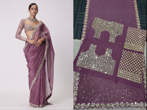 Peanut pink mirror work saree