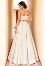 White soft silk embroidered lehenga - readymade with pockets