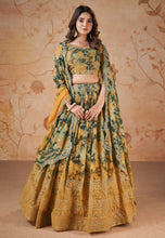 Mustard printed floral Lehenga