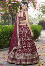 Maroon dola silk jacquard Lehenga