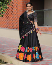 Black and florals Lehenga