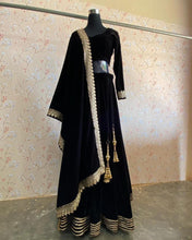 Elegant velvet black sequinned Lehenga