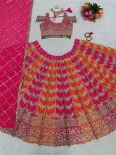 Orange and pink diamond Lehenga