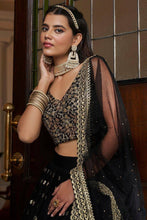 Black and gold sequins Lehenga