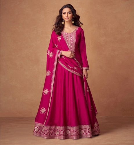 Plain silk pink gown