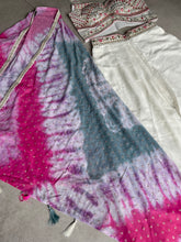 White palazzo set with tie and dye cape