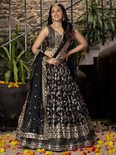 Dola silk jacquard Lehenga in black