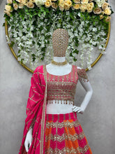 Orange and pink diamond Lehenga