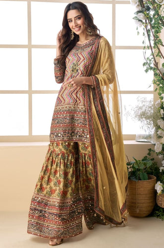 Crepe silk embroidered palazzo set