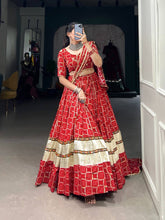 Red pure rayon gota Patti Lehenga readymade