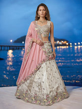White and pink chiffon embroidered Lehenga