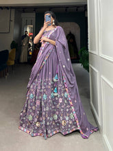 Mauve sequins and mirror work Lehenga