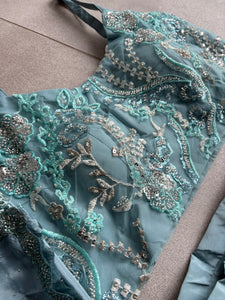 Boutique collection - iron blue Lehenga with cape (Indo western style)
