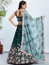 Green Georgette Lehenga with floral dupatta