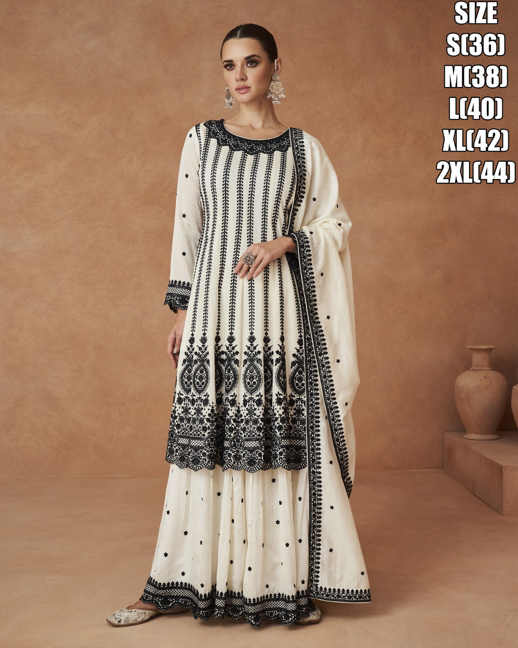 Janisha - readymade white long top palazzo