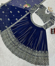 Navy blue sequins and thread Lehenga