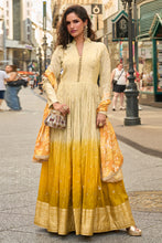 Ivory and mustard silk anarkali