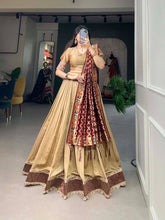 Gold jacquard silk Lehenga (chiku)