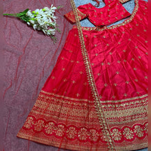 Red and gold elegant satin silk Lehenga