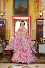 Pastel collection - Pink floral cape style readymade lehenga