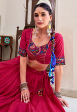 Tussar silk Lehenga with gamthi work readymade in pink