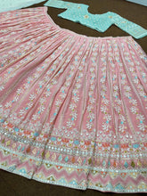 Pastel Lehenga - baby pink and green sequins Lehenga