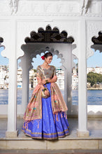 Jacquard silk Lehenga in blue(skirt stitched)
