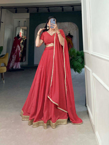 Plain and light Lehenga in red