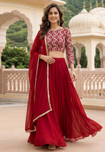 Red Georgette flowy and simply Lehenga