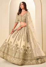Ivory and gold embroidered art silk Lehenga