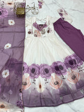 Violet soft organza silk anarkali