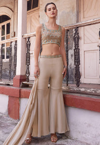 Beige flared trouser style with cape readymade