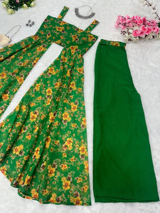 Green digital printed stylish palazzo