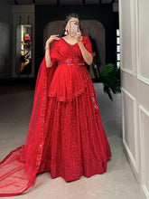 Red sequinned Lehenga (lightweight)