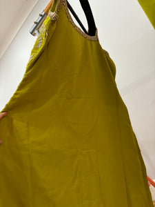 Mehendi Green sharara with gold floral detailing
