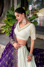 Pure rayon white readymade Lehenga with contrasting dupatta