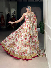 Chiffon florals readymade Lehenga in white