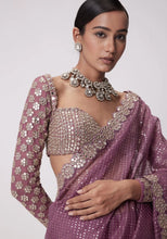 Peanut pink mirror work saree