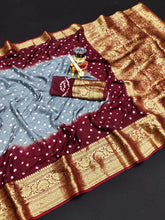 Bandhej silk saree with kanchipuram border