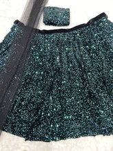 Bottle green velvet sequinned Lehenga