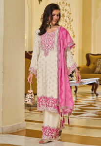 Cream and pink palazzo set