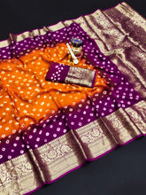 Bandhej silk saree with kanchipuram border